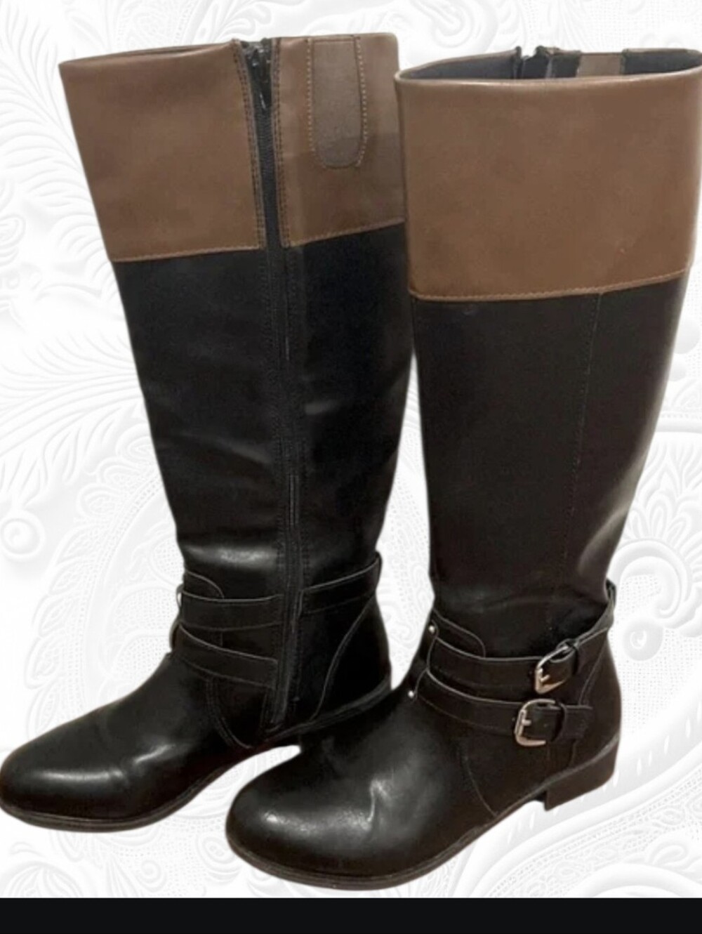 Arizona Jean Company Black and Brown Tall Riding Boots